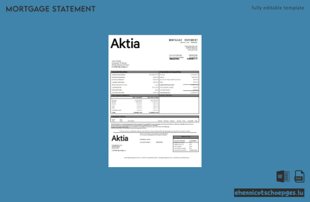Beispiel eines Hypothekenauszugs der Aktia Bank Finnland